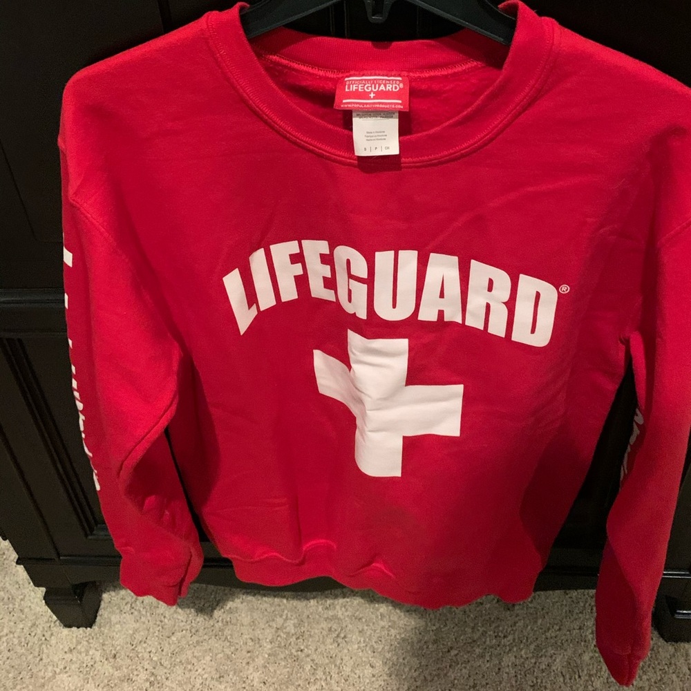 Red lifeguard sweatshirt